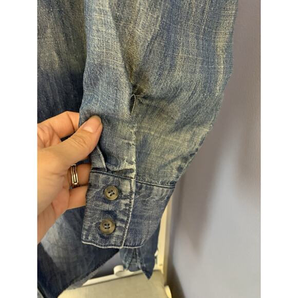 Soft Surroundings Women's Blue Chambray Tencel Button-Down Shirt Dress LG - Picture 3 of 4